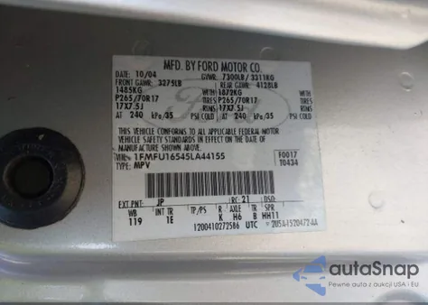 2005 Ford Expedition Nbx/Xlt z USA, uszkodzony, nr VIN 1FMFU16545LA44155